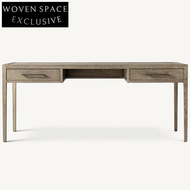 Stylish Retro Solid Oak Makeup Vanity Console with Storage Drawer, Dressing Table