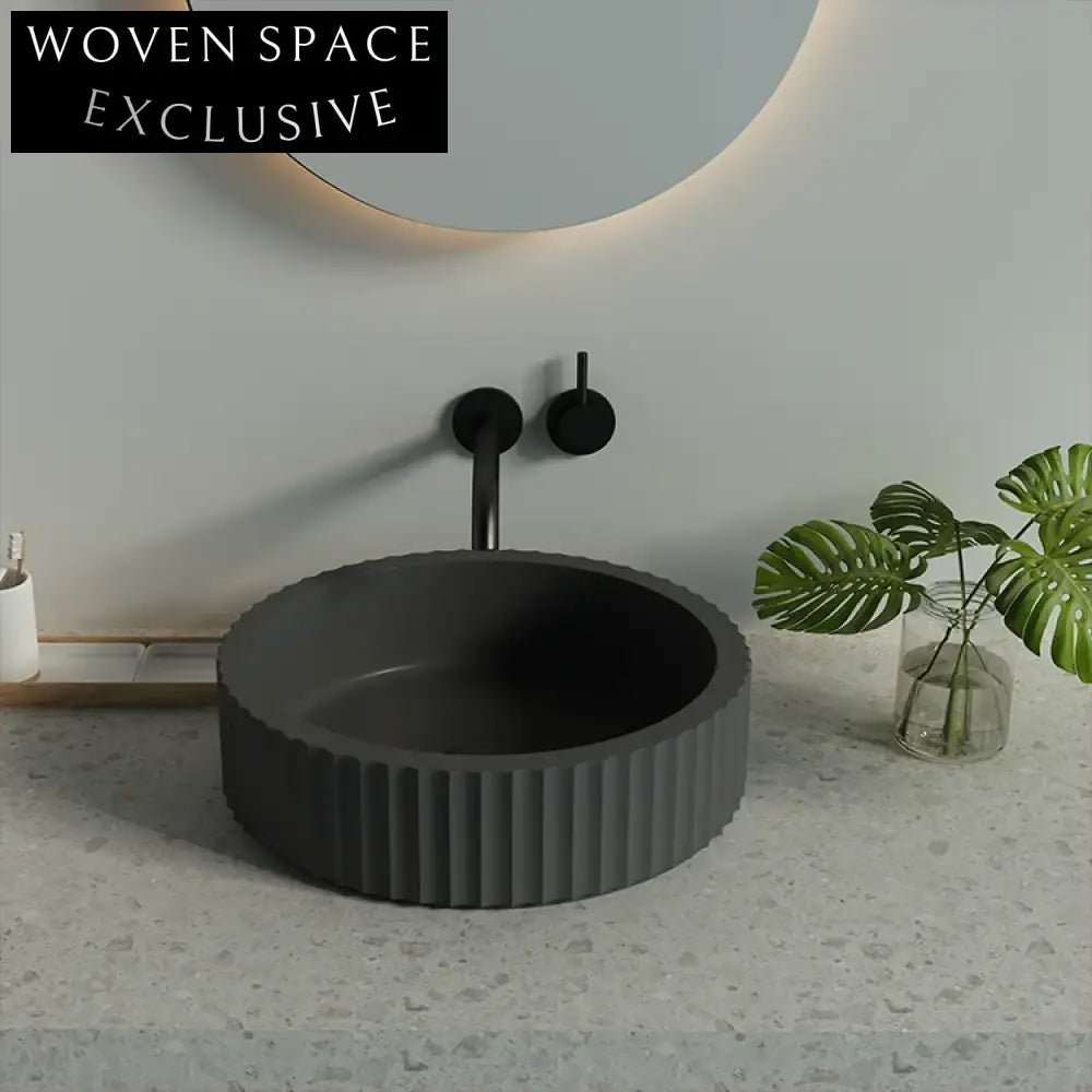 Stylish Round Concrete Countertop Wash Basin - Durable Cement Bathroom Sink Fixture