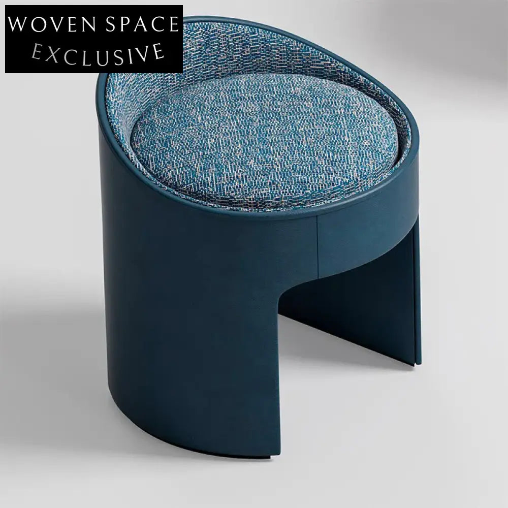 Stylish Round Leather Ottoman Stool for Living Room, Kids, Home Leisure