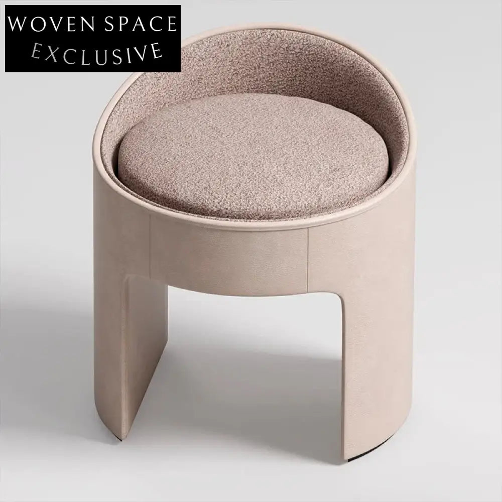 Stylish Round Leather Ottoman Stool for Living Room, Kids, Home Leisure