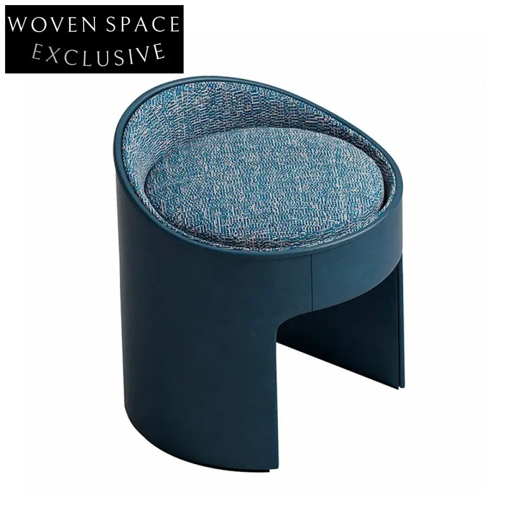 Stylish Round Leather Ottoman Stool for Living Room, Kids, Home Leisure