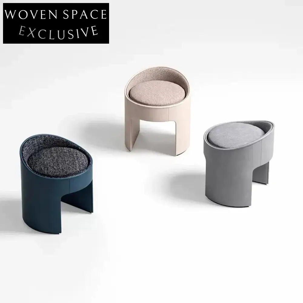 Stylish Round Leather Ottoman Stool for Living Room, Kids, Home Leisure