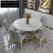 Stylish Round Slated Top Dining Table with Sturdy Metal Base