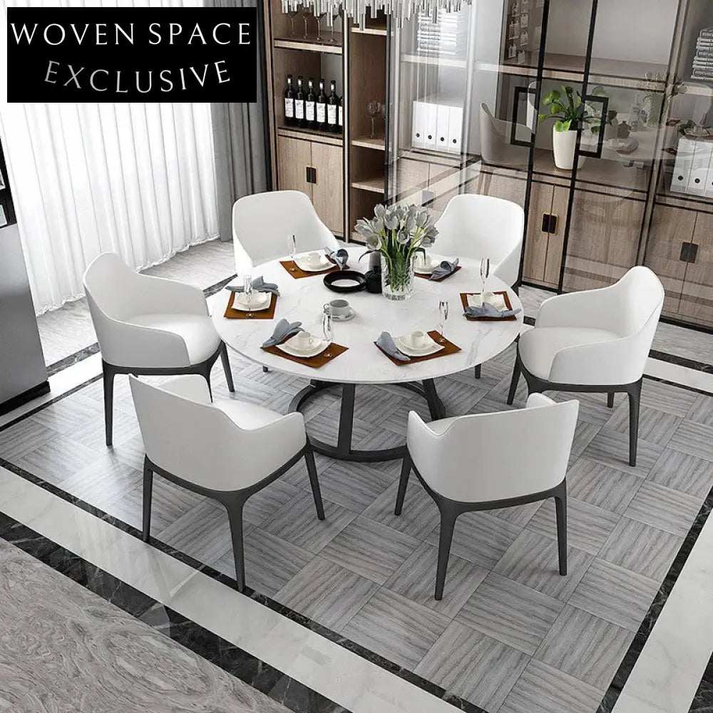 Stylish Round Slated Top Dining Table with Sturdy Metal Base