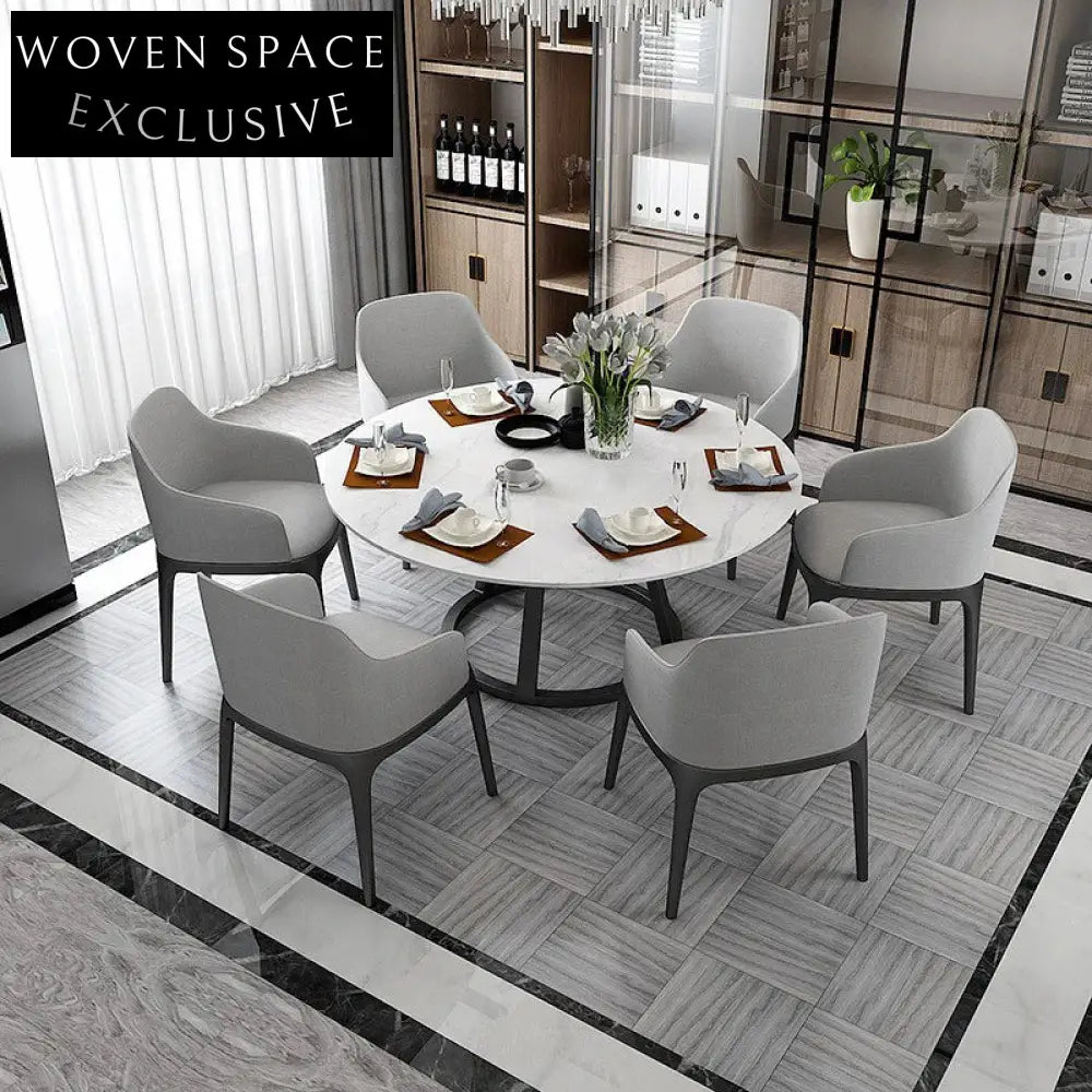 Stylish Round Slated Top Dining Table with Sturdy Metal Base