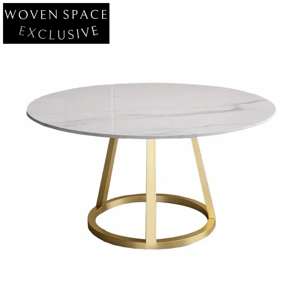 Stylish Round Slated Top Dining Table with Sturdy Metal Base