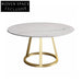 Stylish Round Slated Top Dining Table with Sturdy Metal Base