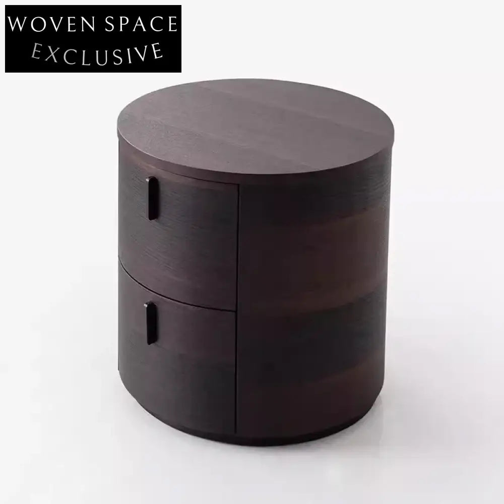Stylish Round Wooden Bedside Table with Drawer, Modern Luxury Nightstand