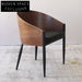 Stylish Solid Wood Arm Dining Chair, Faux Leather Seat, Metal Legs Chair
