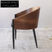 Stylish Solid Wood Arm Dining Chair, Faux Leather Seat, Metal Legs Chair