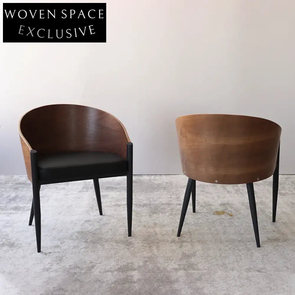 Stylish Solid Wood Arm Dining Chair, Faux Leather Seat, Metal Legs Chair