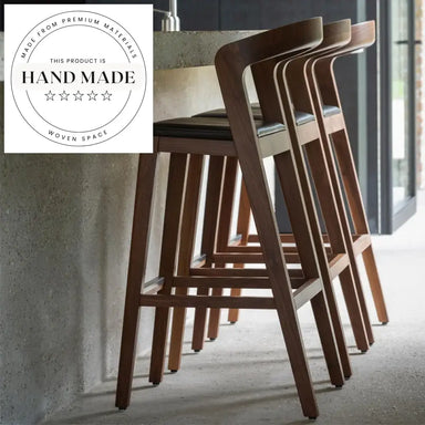 Stylish Solid Wood Bar Stool with Leather Cushion for Kitchen & Cafe