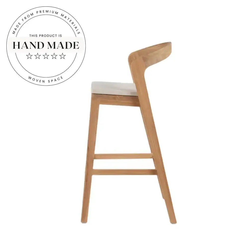 Stylish Solid Wood Bar Stool with Leather Cushion for Kitchen & Cafe