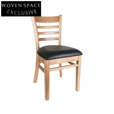 Stylish Solid Wood Fast Food Dining Chair with Plush PU Leather Seat