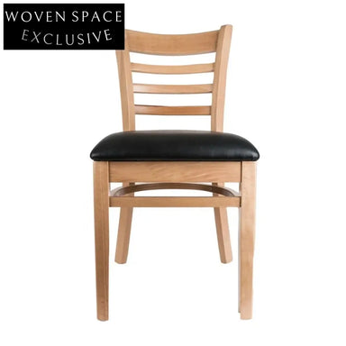 Stylish Solid Wood Fast Food Dining Chair with Plush PU Leather Seat