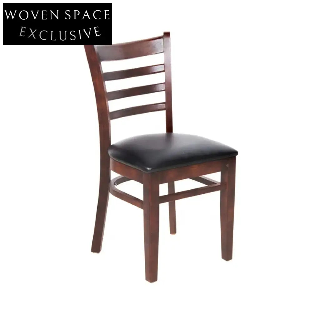 Stylish Solid Wood Fast Food Dining Chair with Plush PU Leather Seat