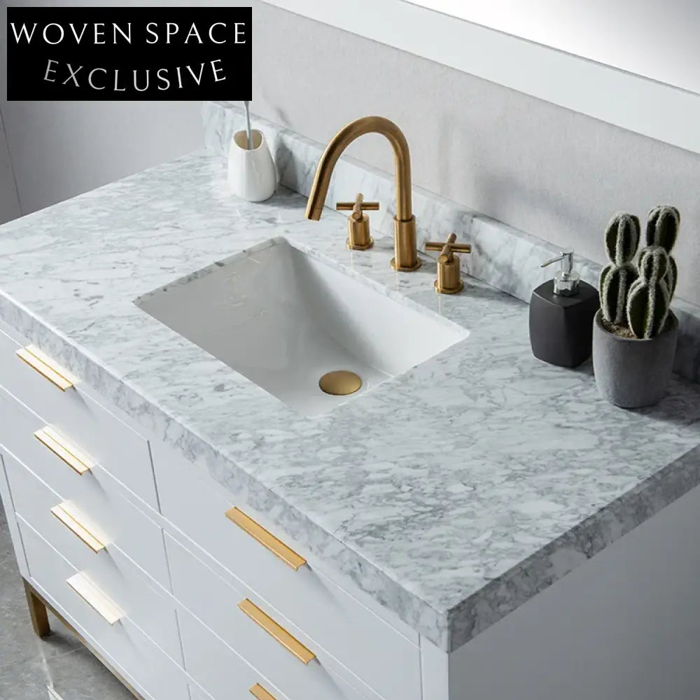 Stylish Solid Wood Floor Standing Bathroom Vanity with Soft-Close Dovetail Drawers