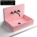 Stylish Square Pink Resin Wall Mounted Bathroom Wash Basin Artificial Stone Sink