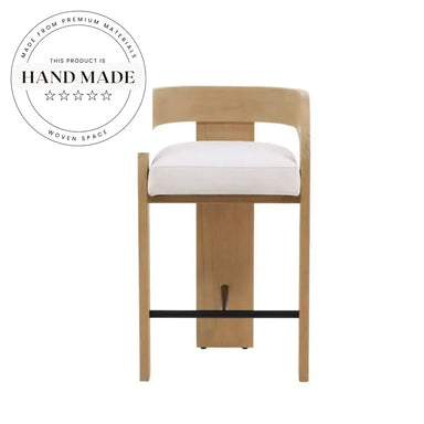 Stylish Teak Wood High Back Swivel Bar Stool