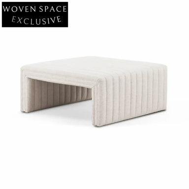 Stylish Upholstered Linen Ottoman Bench for Living Room Entryway Seating
