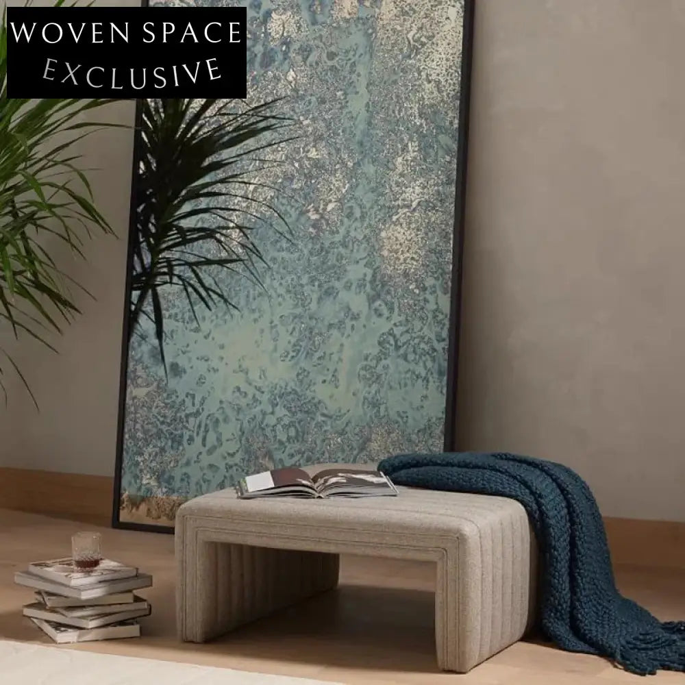 Stylish Upholstered Linen Ottoman Bench for Living Room Entryway Seating