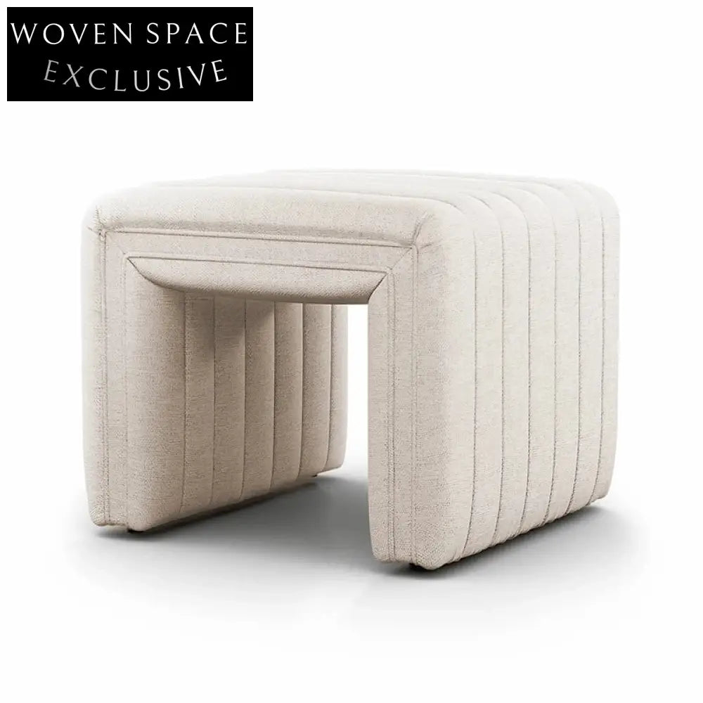 Stylish Upholstered Linen Ottoman Bench for Living Room Entryway Seating