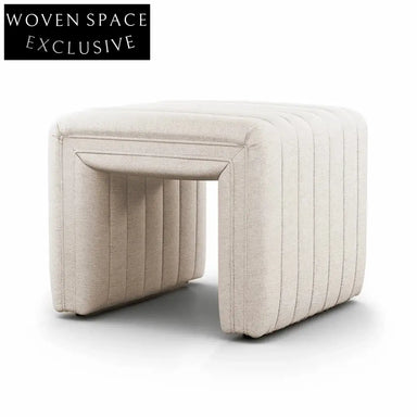 Stylish Upholstered Linen Ottoman Bench for Living Room Entryway Seating