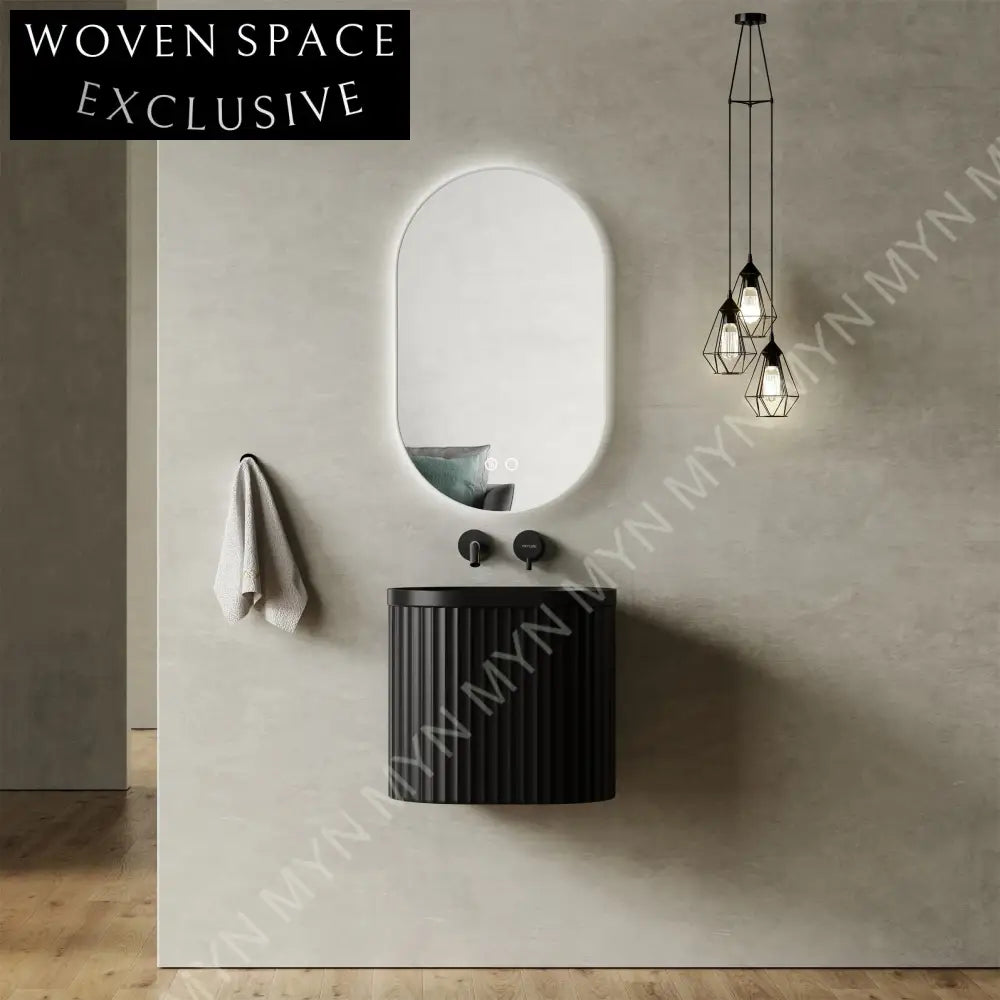 Stylish Wall-Hung Artificial Stone Bathroom Sink - Fluted Design Wash Basin
