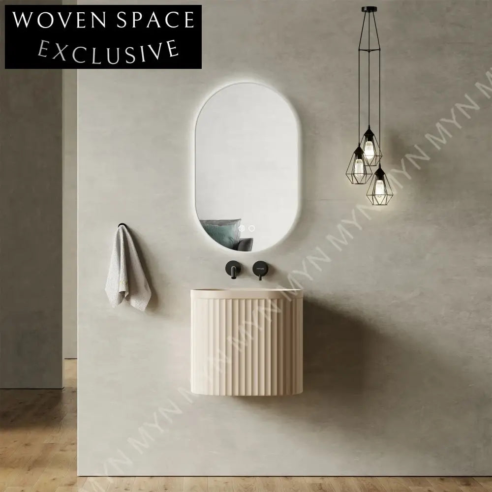 Stylish Wall-Hung Artificial Stone Bathroom Sink - Fluted Design Wash Basin