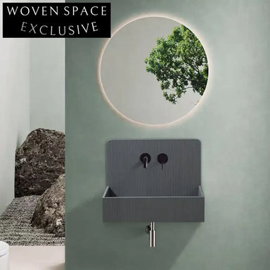 Stylish Wall-Hung Rectangle Console Sink: Modern Artificial Stone Bathroom Basin