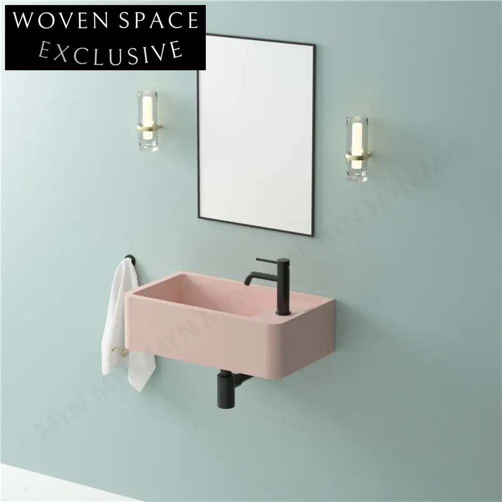 Stylish Wall-Mounted Rectangular Solid Surface Modern Bathroom Wash Basin