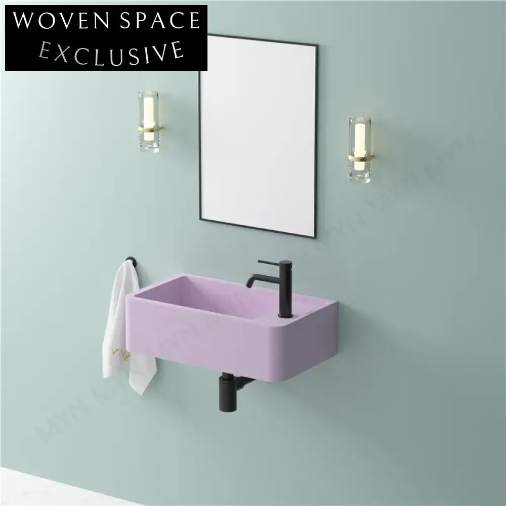Stylish Wall-Mounted Rectangular Solid Surface Modern Bathroom Wash Basin