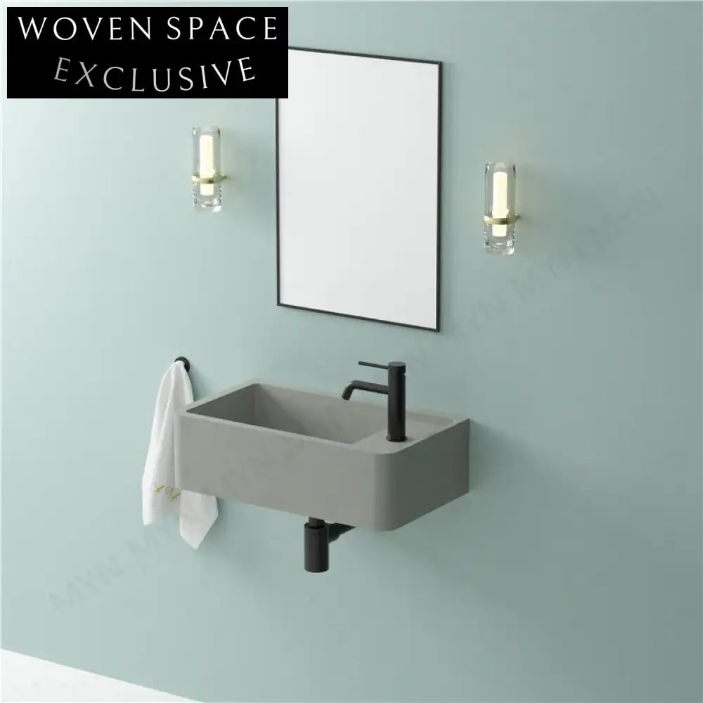 Stylish Wall-Mounted Rectangular Solid Surface Modern Bathroom Wash Basin
