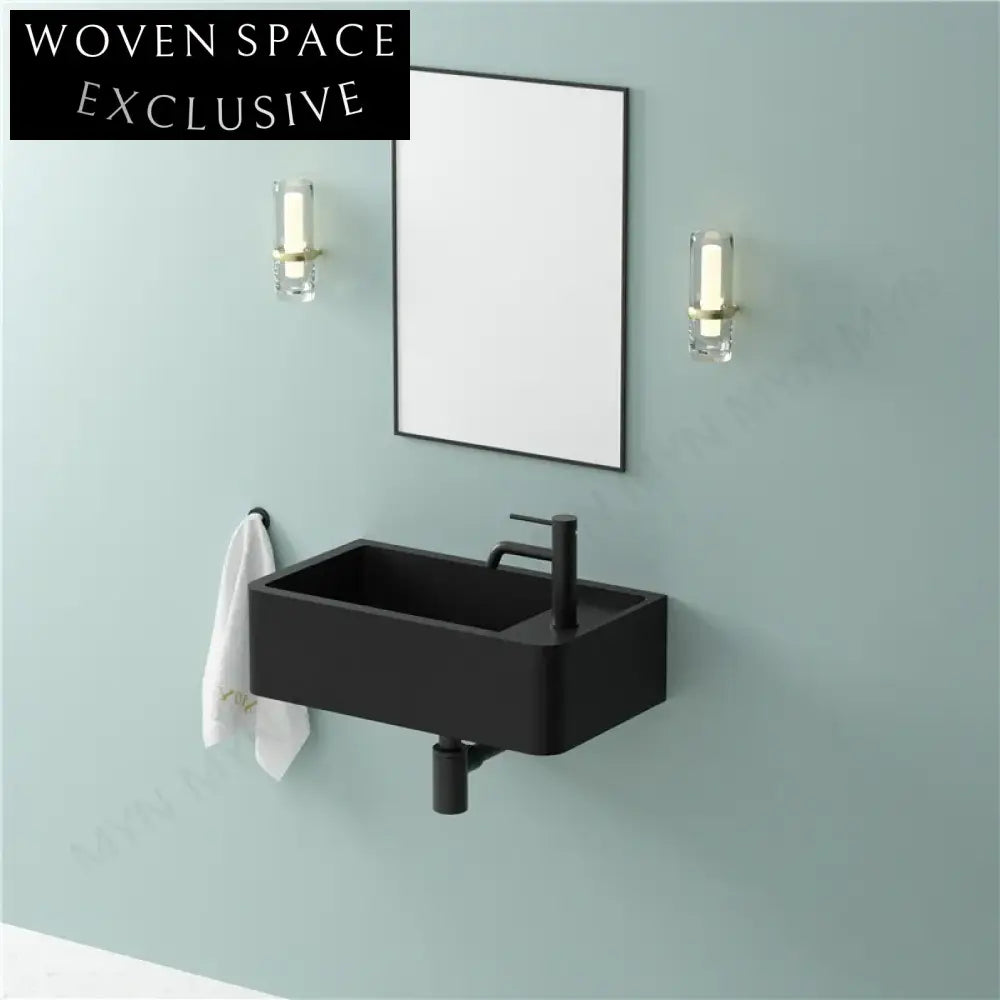 Stylish Wall-Mounted Rectangular Solid Surface Modern Bathroom Wash Basin