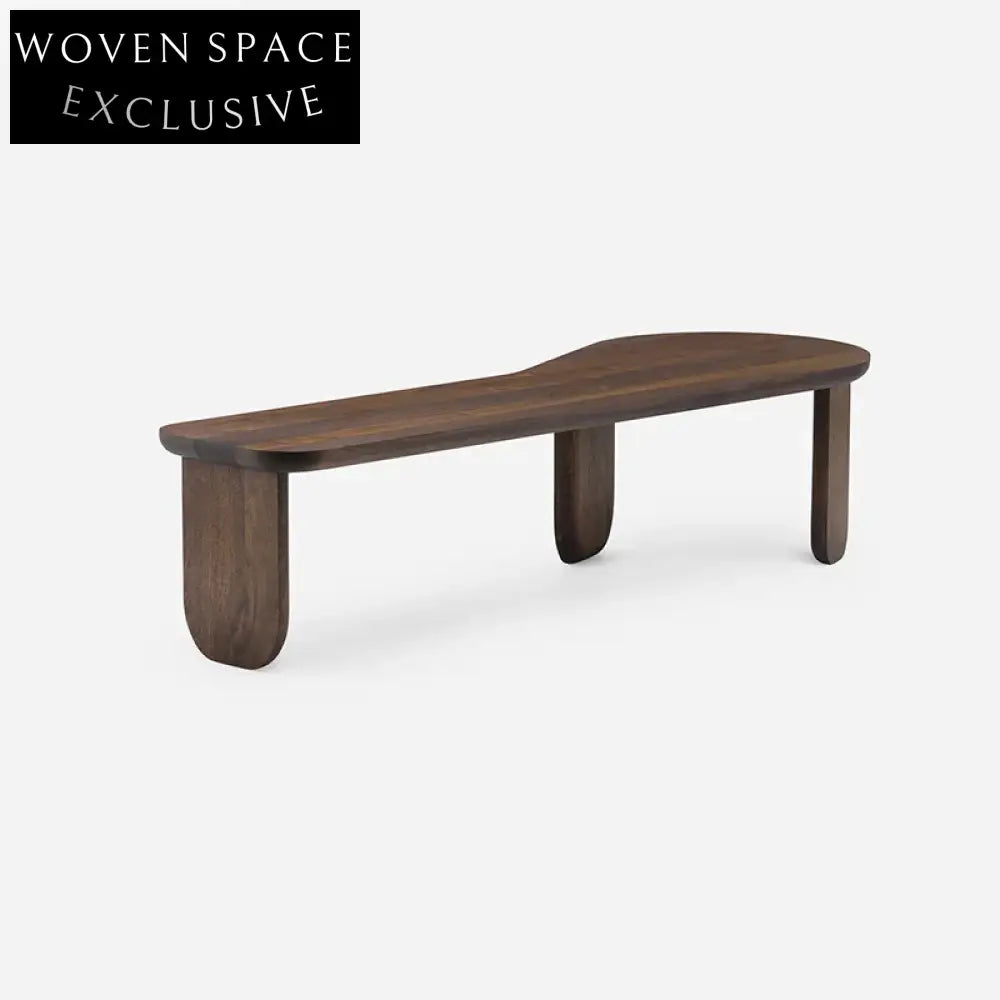Stylish Walnut Solid Wood Long Bench Ottoman for Living Room