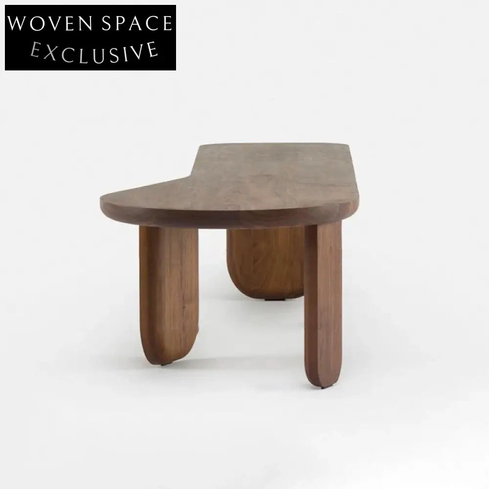 Stylish Walnut Solid Wood Long Bench Ottoman for Living Room