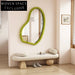 Stylish Wavy Full-Length Standing Mirror with Elegant Velvet Fabric Frame