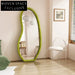 Stylish Wavy Full-Length Standing Mirror with Elegant Velvet Fabric Frame