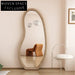 Stylish Wavy Full-Length Standing Mirror with Elegant Velvet Fabric Frame