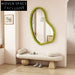 Stylish Wavy Full-Length Standing Mirror with Elegant Velvet Fabric Frame