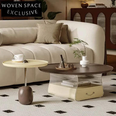 Stylish Wood Veneer Nesting Coffee Table Set, Modern Home Living Room Accent