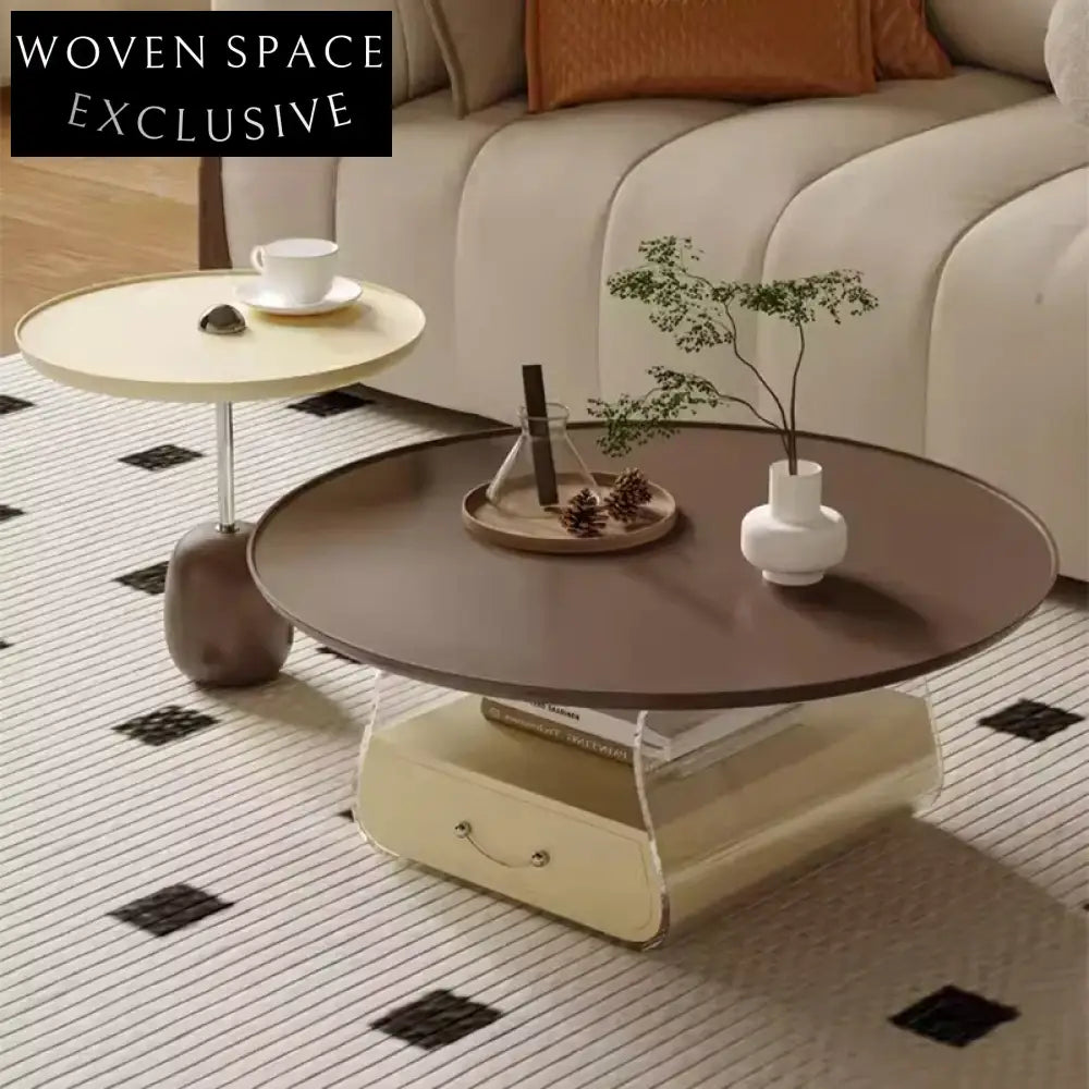Stylish Wood Veneer Nesting Coffee Table Set, Modern Home Living Room Accent