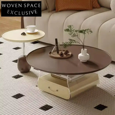 Stylish Wood Veneer Nesting Coffee Table Set, Modern Home Living Room Accent