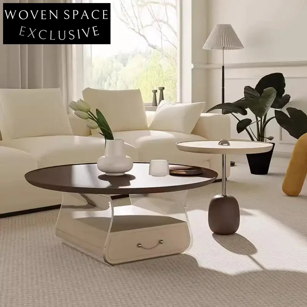 Stylish Wood Veneer Nesting Coffee Table Set, Modern Home Living Room Accent