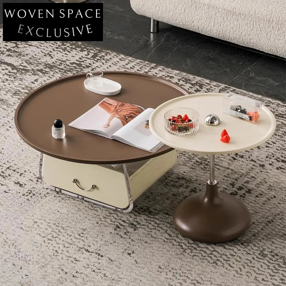 Stylish Wood Veneer Nesting Coffee Table Set, Modern Home Living Room Accent