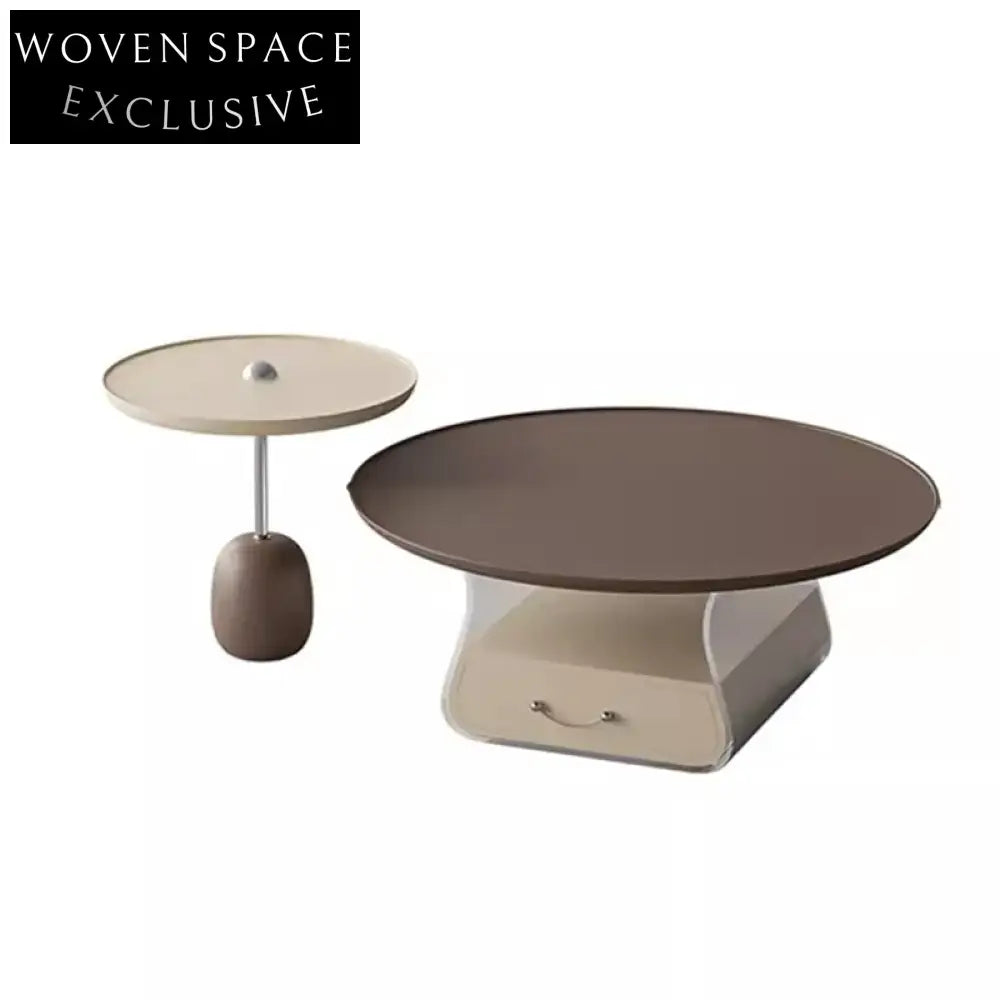 Stylish Wood Veneer Nesting Coffee Table Set, Modern Home Living Room Accent