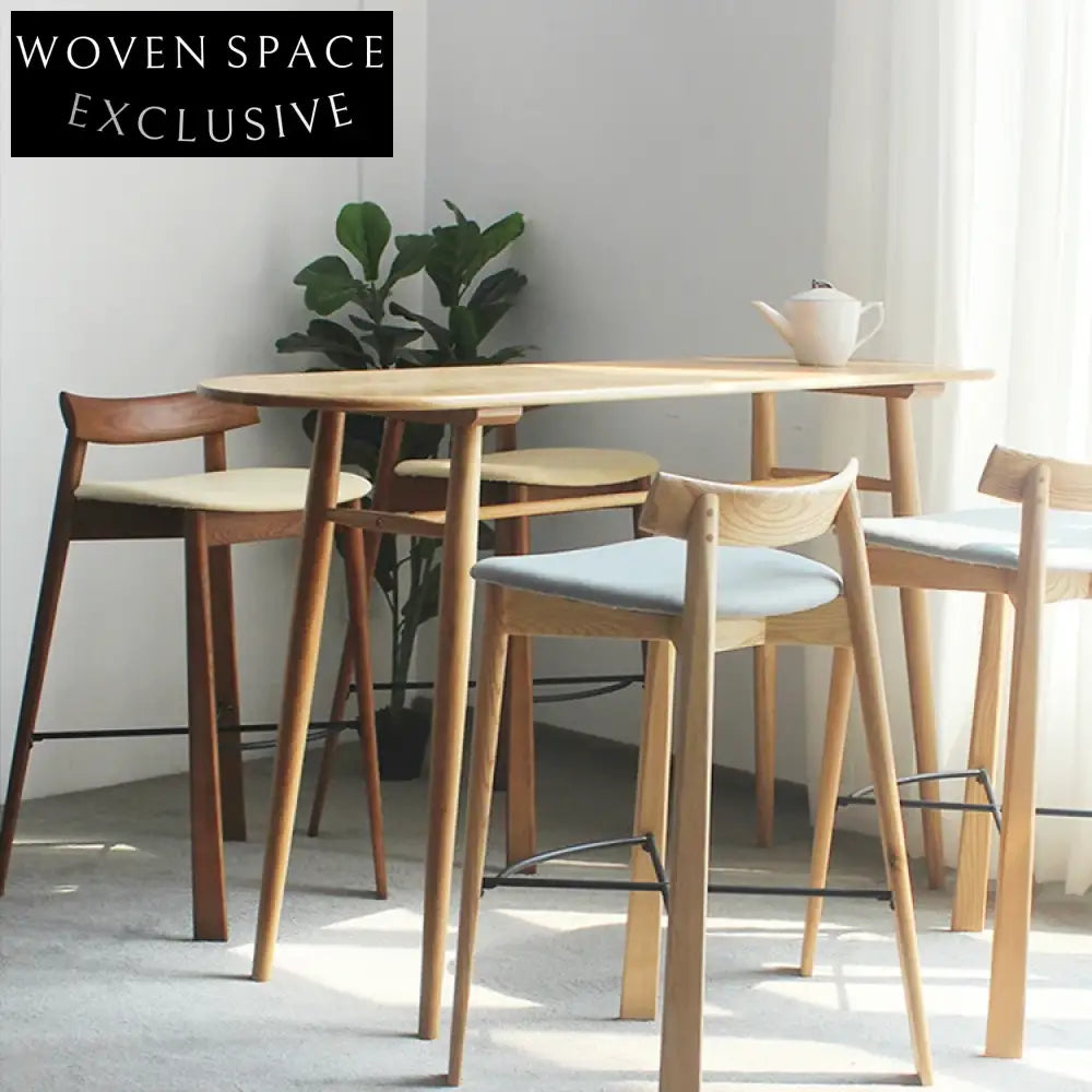 Stylish Wooden Bar Stool, Linen Fabric Seat, Modern Design for Bars