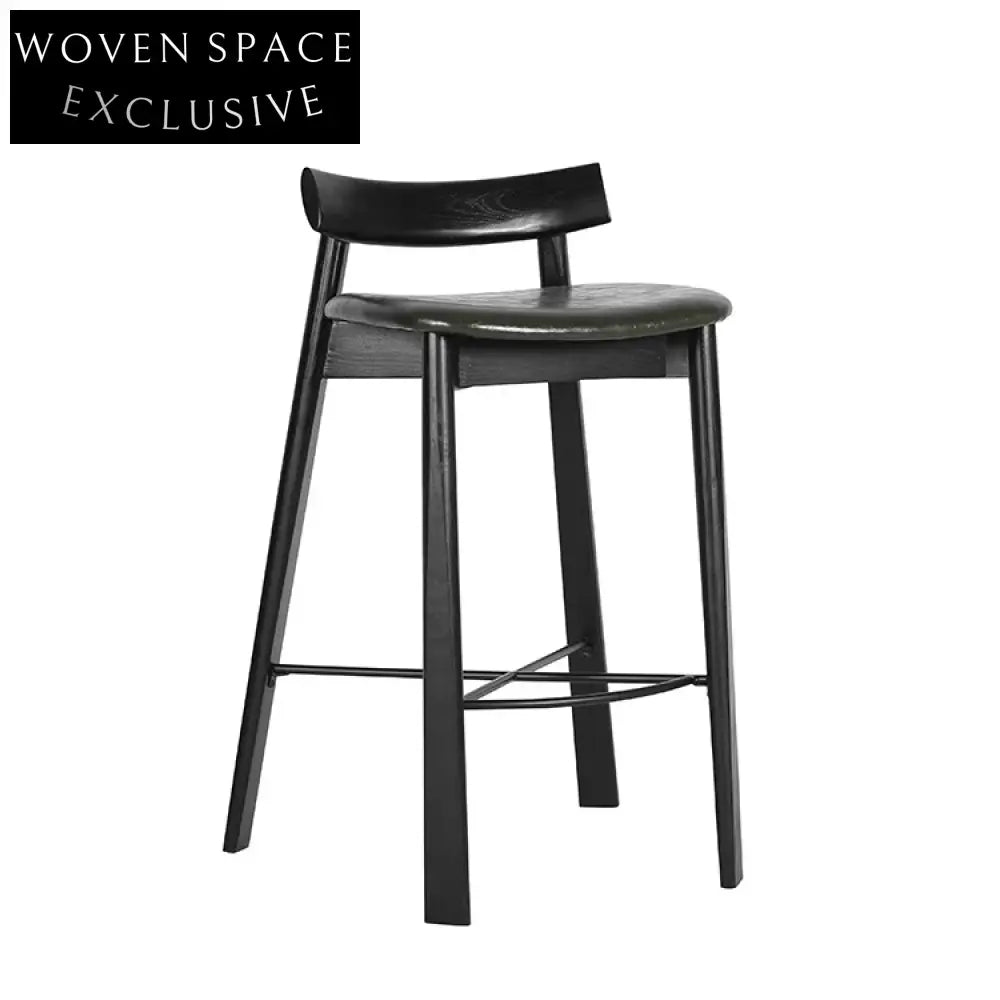 Stylish Wooden Bar Stool, Linen Fabric Seat, Modern Design for Bars