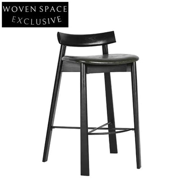 Stylish Wooden Bar Stool, Linen Fabric Seat, Modern Design for Bars