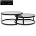Sweeney Nested Grey Glass Coffee Table - Black Base Coffee Tables